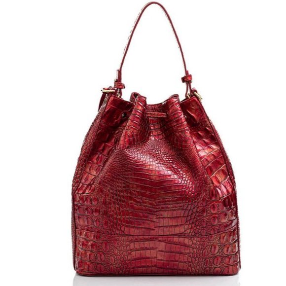 BRAHMIN Marlowe Melbourne croc embossed leather women's shoulder bag - CHILI - Picture 10 of 12